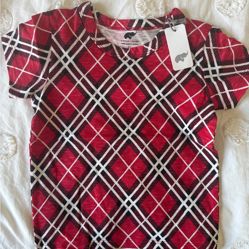 NWT Monica & Andy Plaid Red and Black Kids Shirt 2T